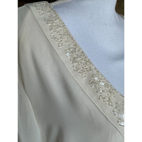 Badgley Miechka American Glamour Blouse Top Size XL Beaded Sequin Sheer Overlay - Picture 3 of 13